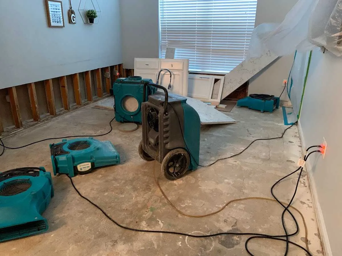 Dehumidifier in flood-cut room for Water Damage Restoration in Hackettstown